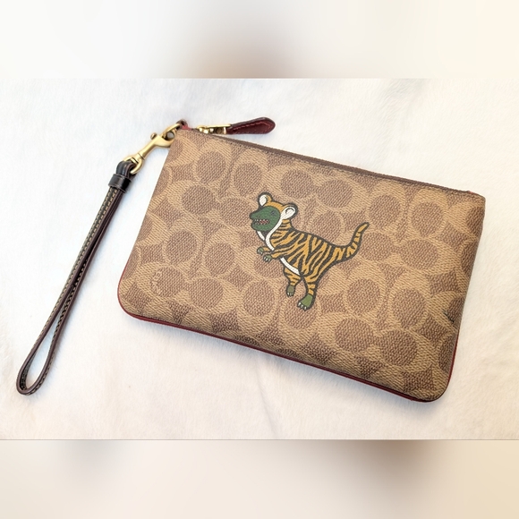 Coach Tiger Rexy Wristlet Leather monogram 2022 new year collection - Picture 1 of 9